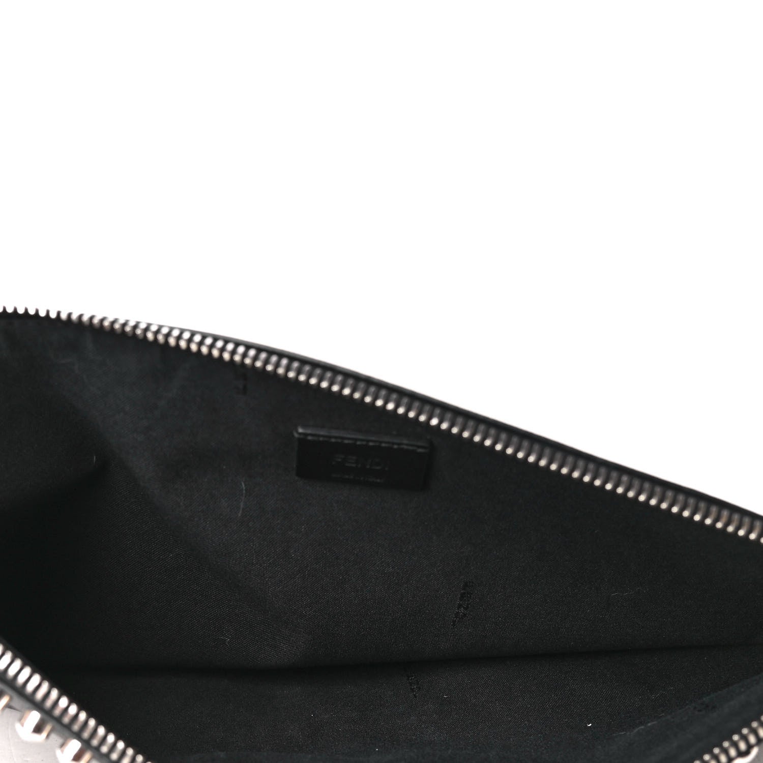 Fendi Vitello Elite Flamingo Mink Karlito Studded Pouch Black White Plaster 4 of 4