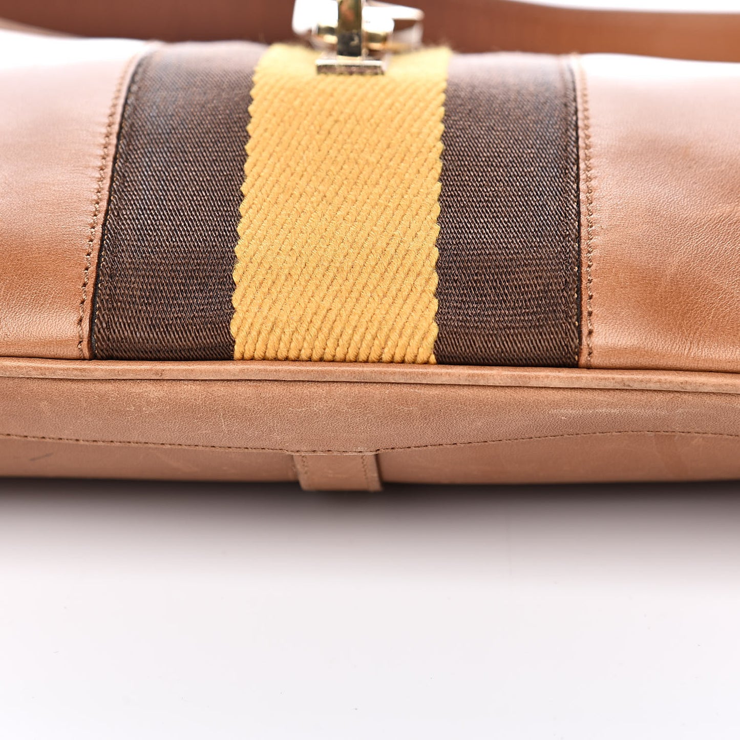 Calfskin Web Lobster Clasp Lock Jackie O Hobo Brown