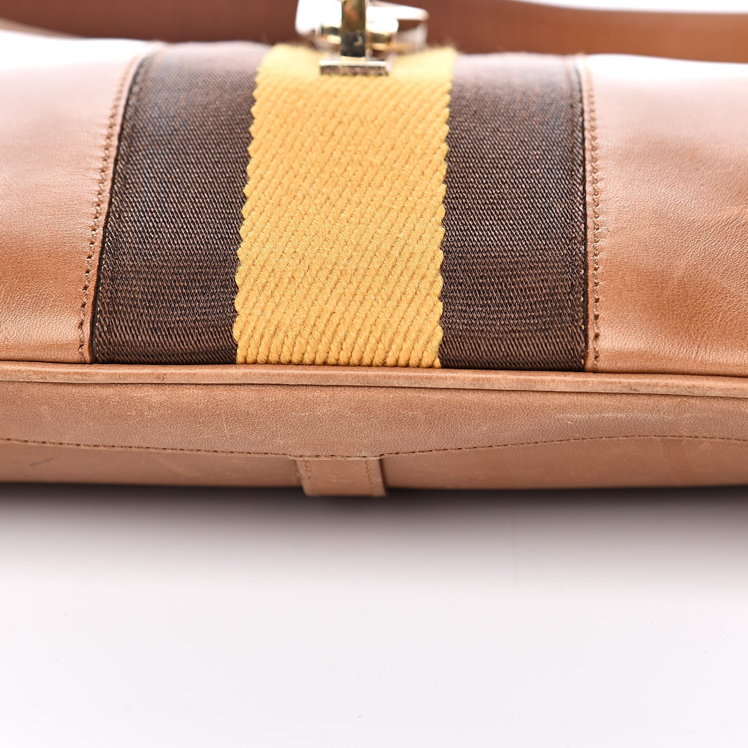 Gucci Calfskin Web Lobster Clasp Lock Jackie O Hobo Brown 9 of 18