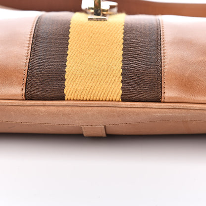Gucci Calfskin Web Lobster Clasp Lock Jackie O Hobo Brown 9 of 18