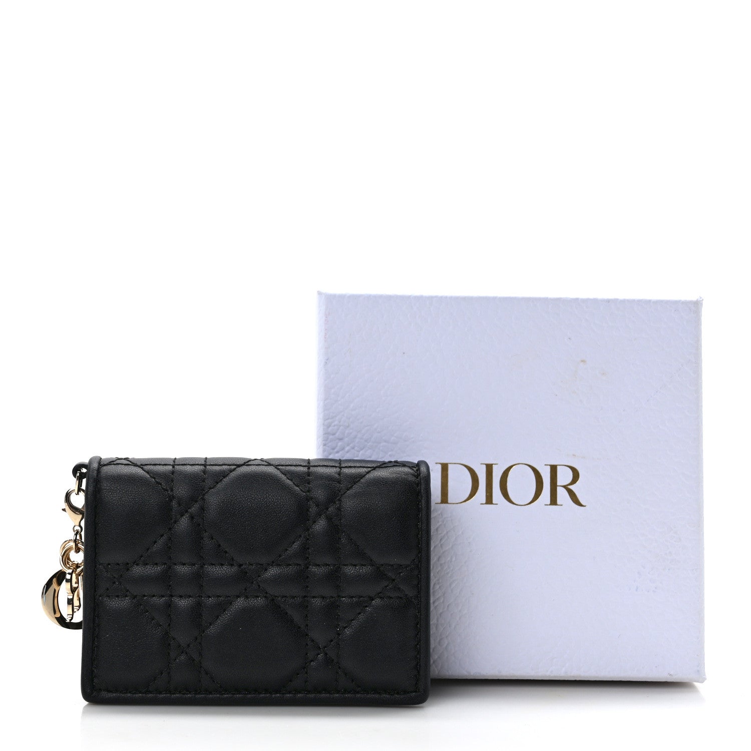 Christian Dior Lambskin Cannage Small Lady Dior Flap Card Holder Black 9 of 9