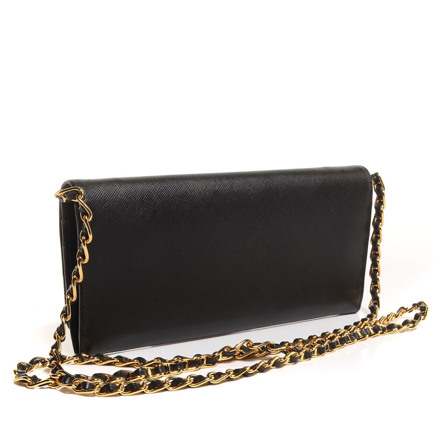 Saffiano Metal Oro Chain Wallet Nero Black