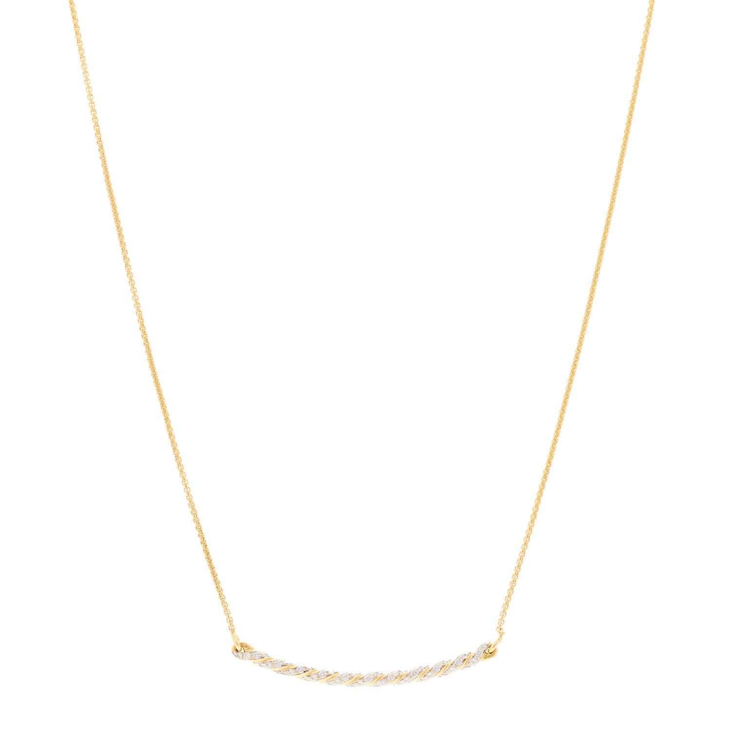 David Yurman 18K Yellow Gold Diamond Paveflex Petite Pave Station Necklace 1 of 4