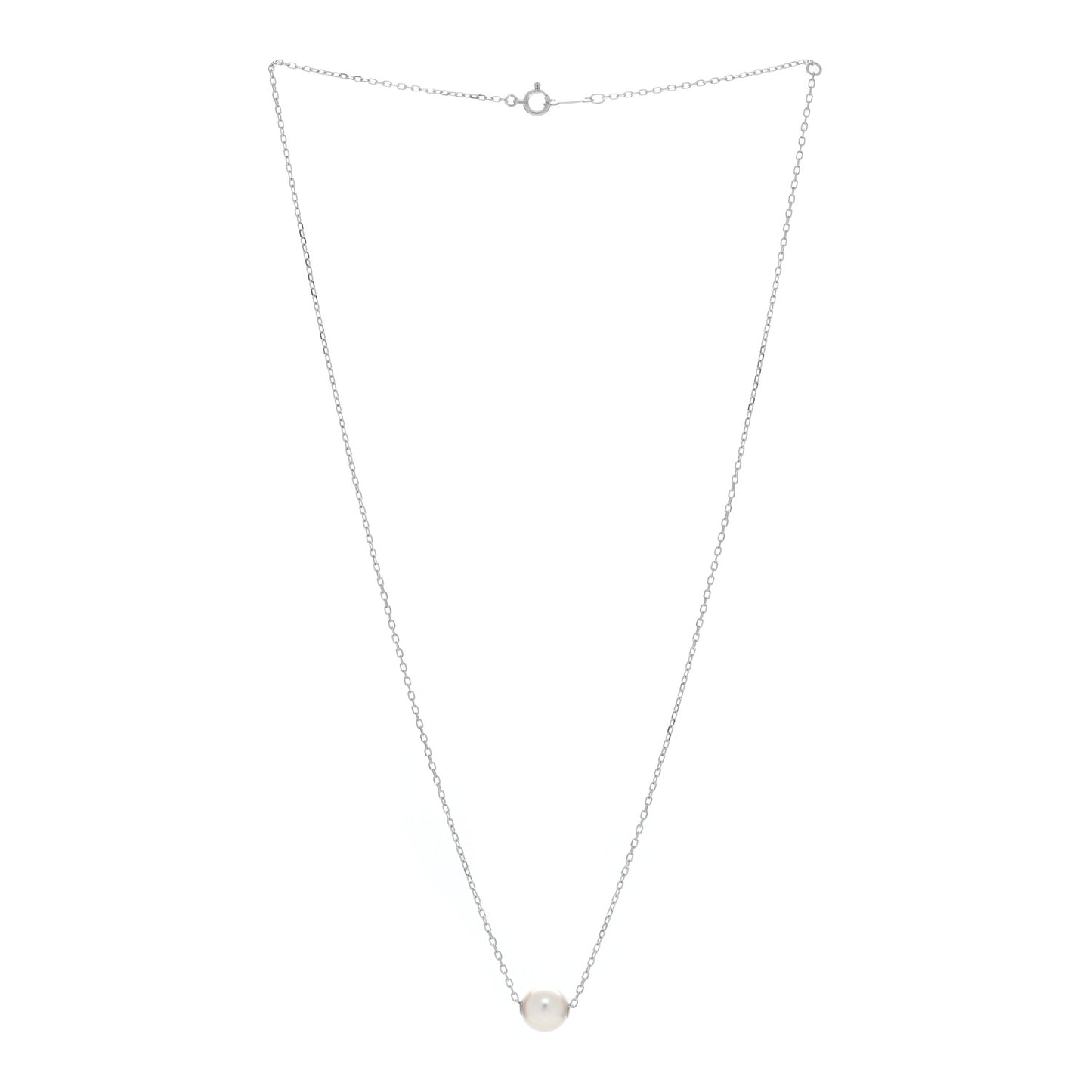 18K White Gold Akoya Pearl 8-8.5mm Single Pendant Necklace