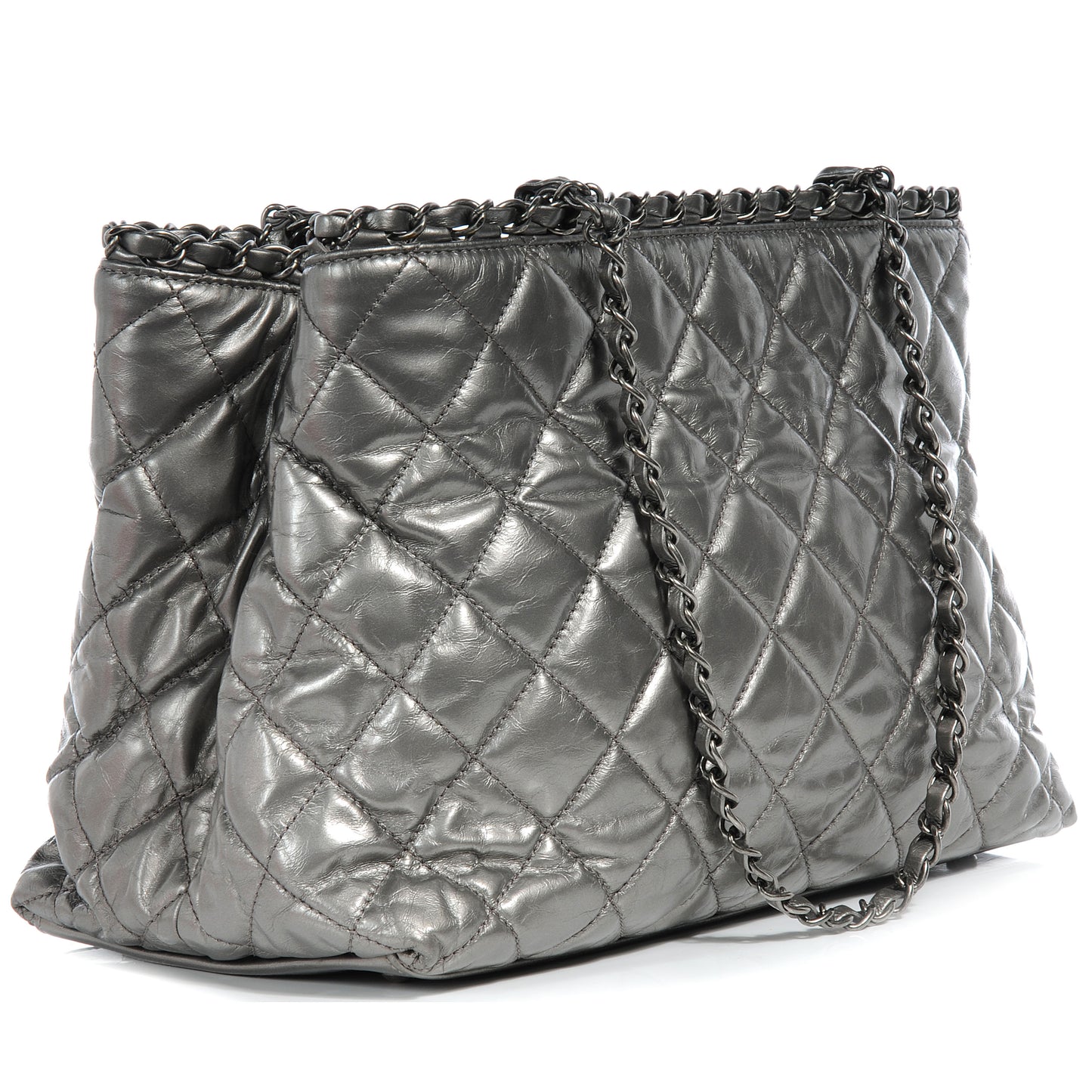 Calfskin Small Chain Me Tote Light Silver