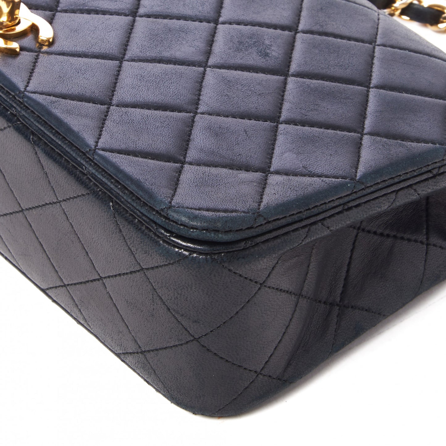 Lambskin Quilted Small Single Flap Bag Navy