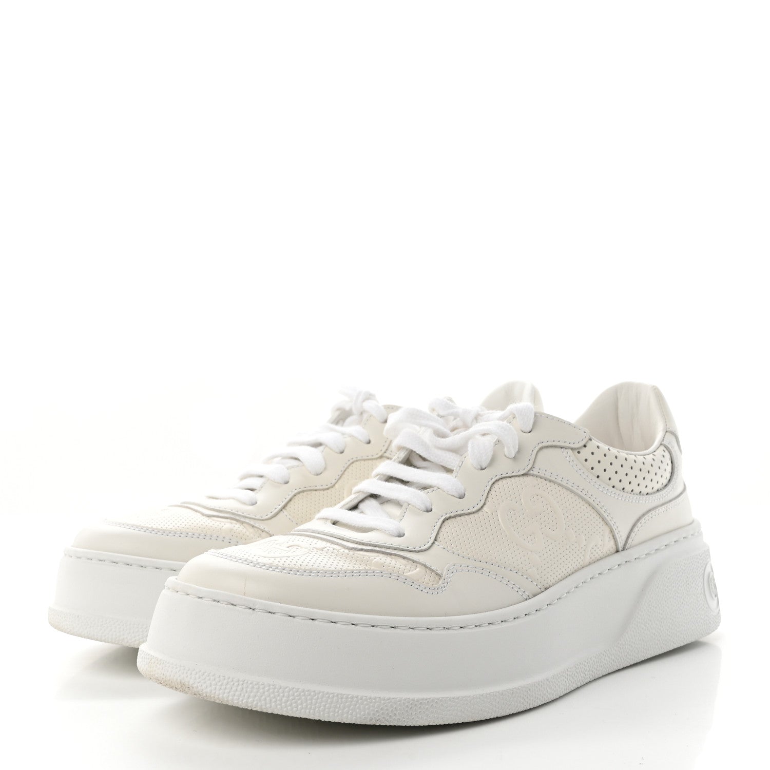 Gucci Calfskin GG Tennis Embossed Perforated Womens Platform 55mm Sneakers Great White 3 of 17
