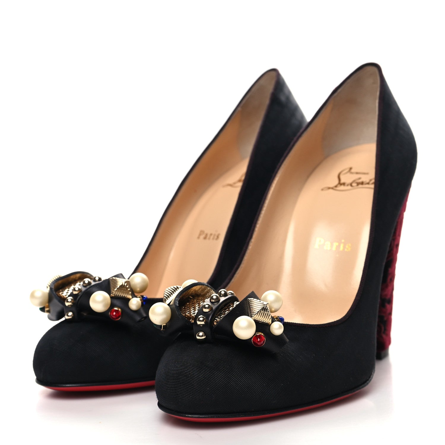 Christian Louboutin Velvet Tudor Soir 100 Block Heels 39 Black 3 of 7