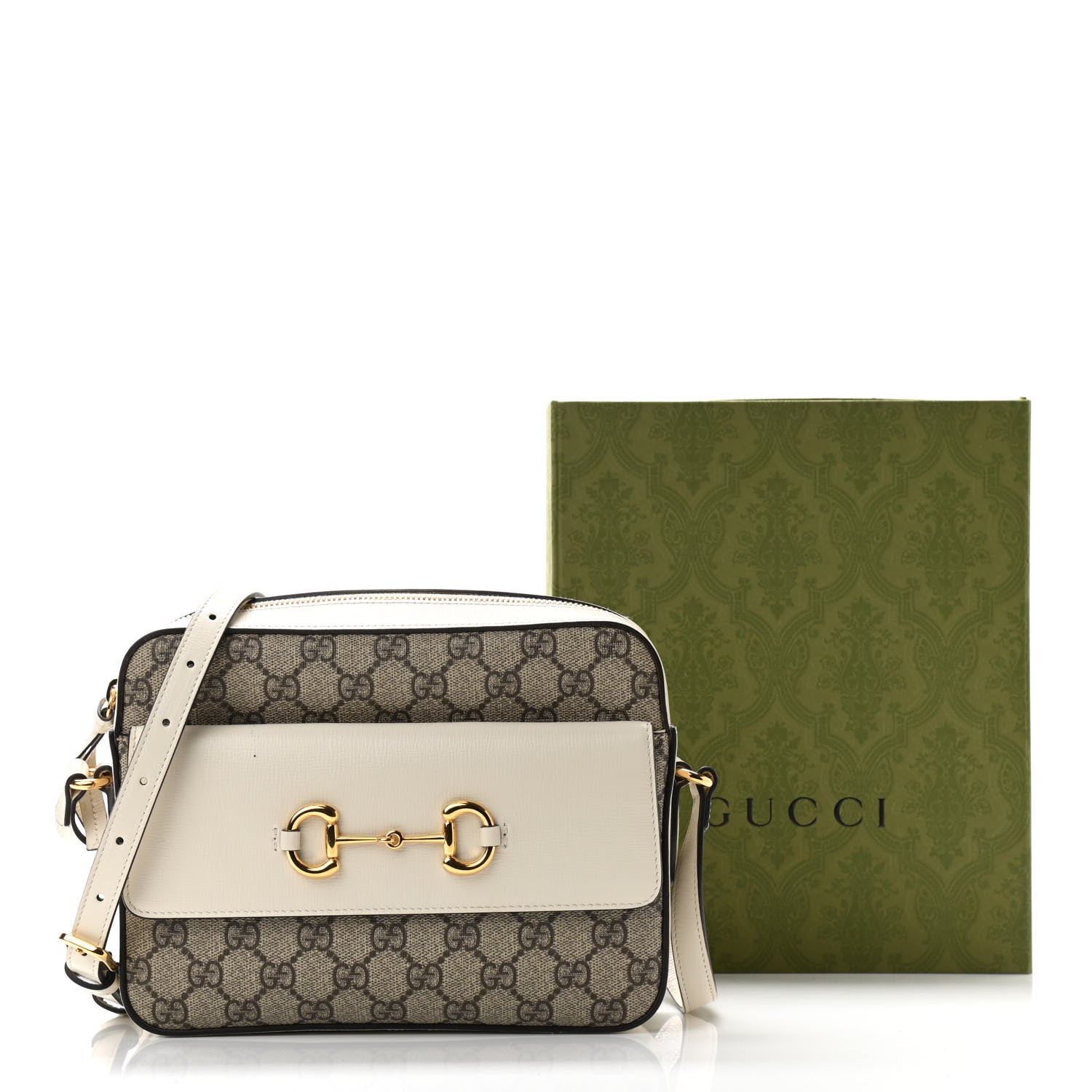 Gucci GG Supreme Monogram Small Horsebit 1955 Shoulder Bag Beige Mystic White 11 of 11