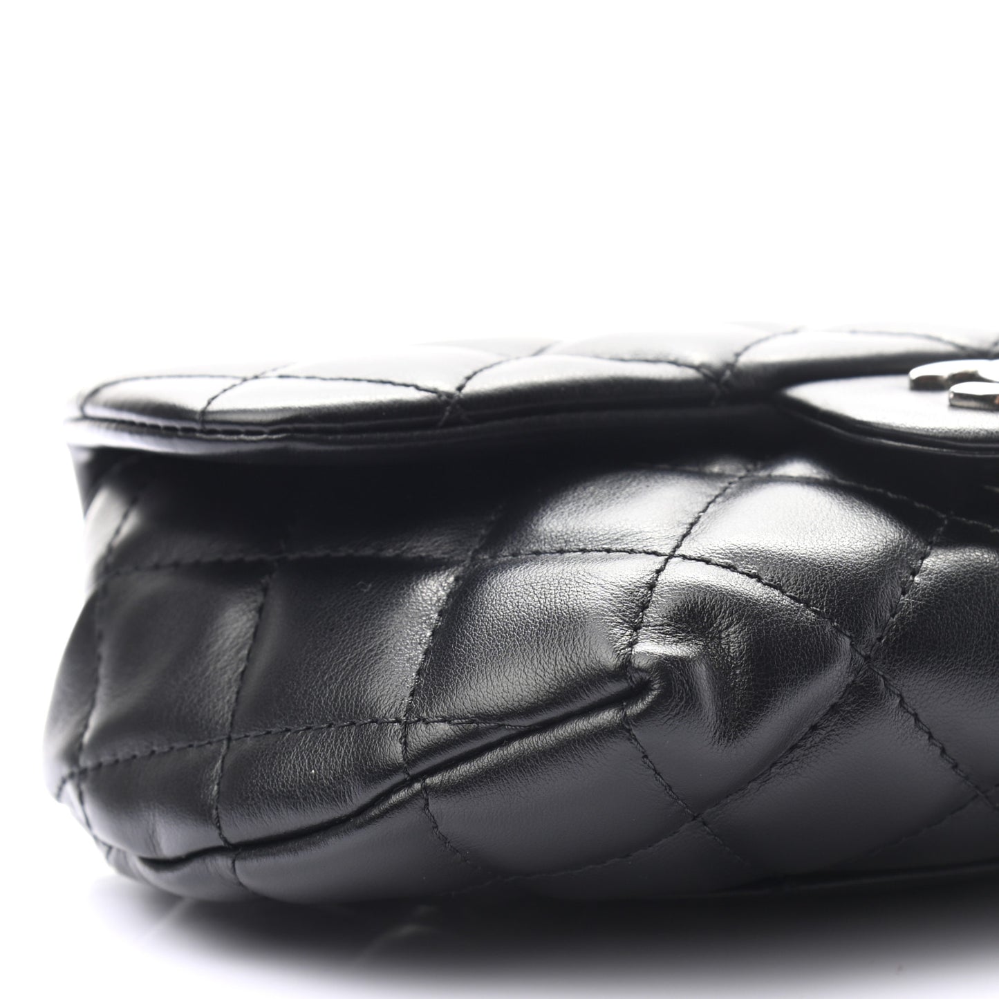 Calfskin Quilted CC Uniform Flap Belt Bag Black