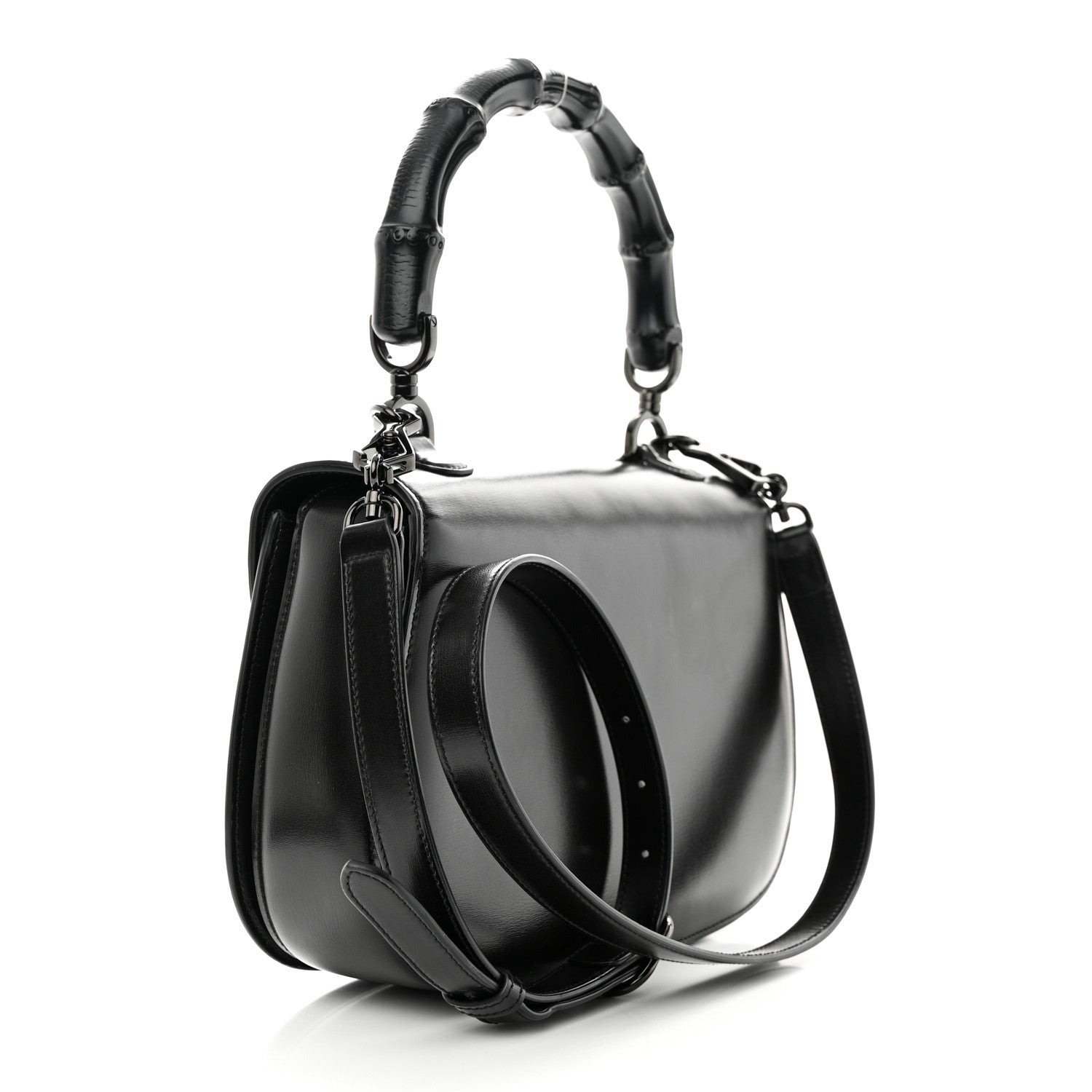 Gucci Boarded Dyana Lux Calfskin Web Monochrome Medium Bamboo 1947 Top Handle Bag Black 3 of 11