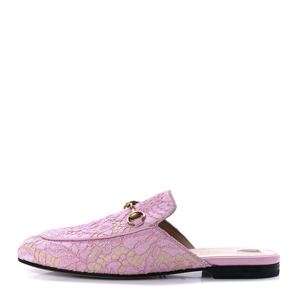 Gucci Lace Malaga Kid Womens Princetown Slippers 38 Sugar Pink Skin Rose 1 of 8