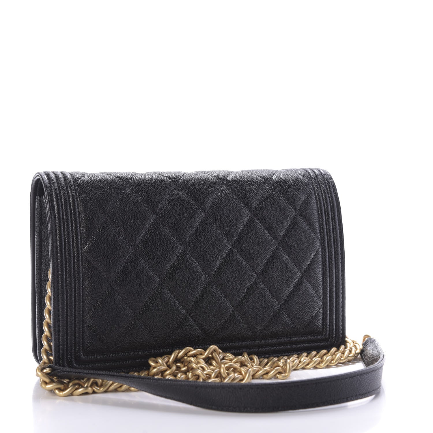 Chanel Caviar Quilted Boy Wallet On Chain WOC Black 3 of 11