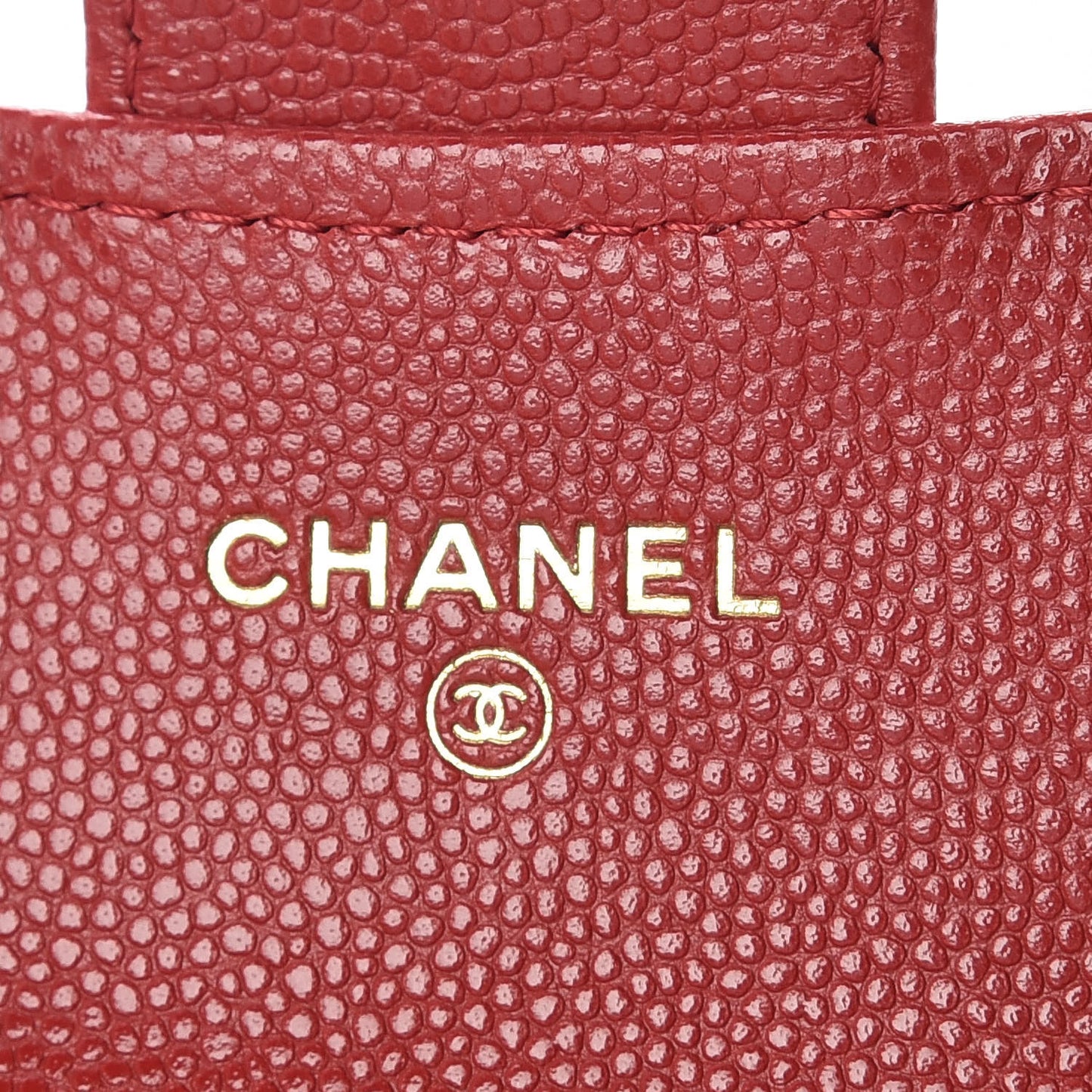 Caviar Quilted Flap Card Holder Wallet Red