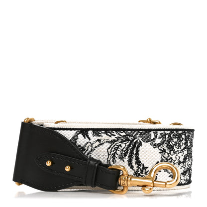 Christian Dior Canvas Embroidered Toile de Jouy Soleil Shoulder Strap Black White Blue 1 of 5