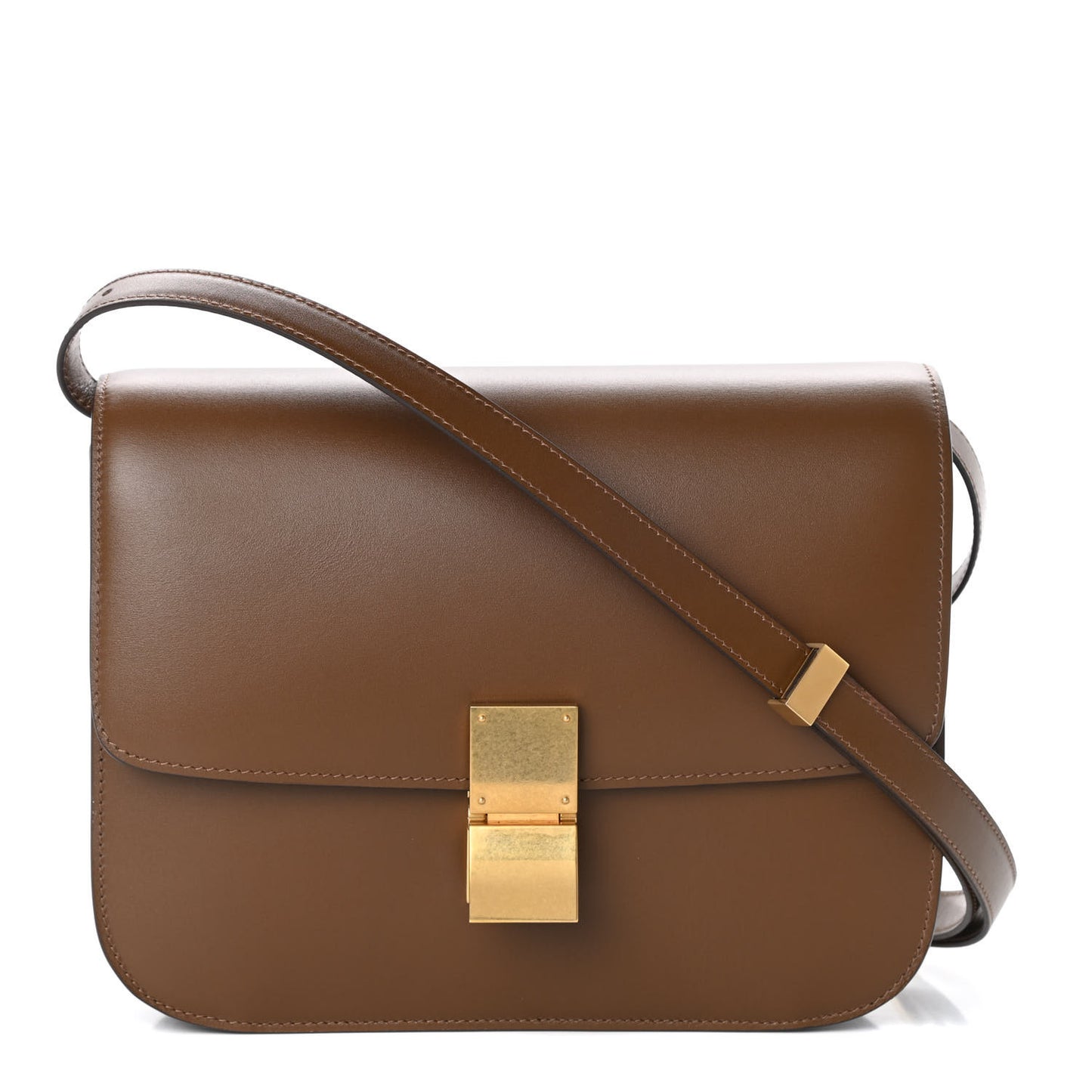 Box Calfskin Medium Classic Box Flap Bag Camel
