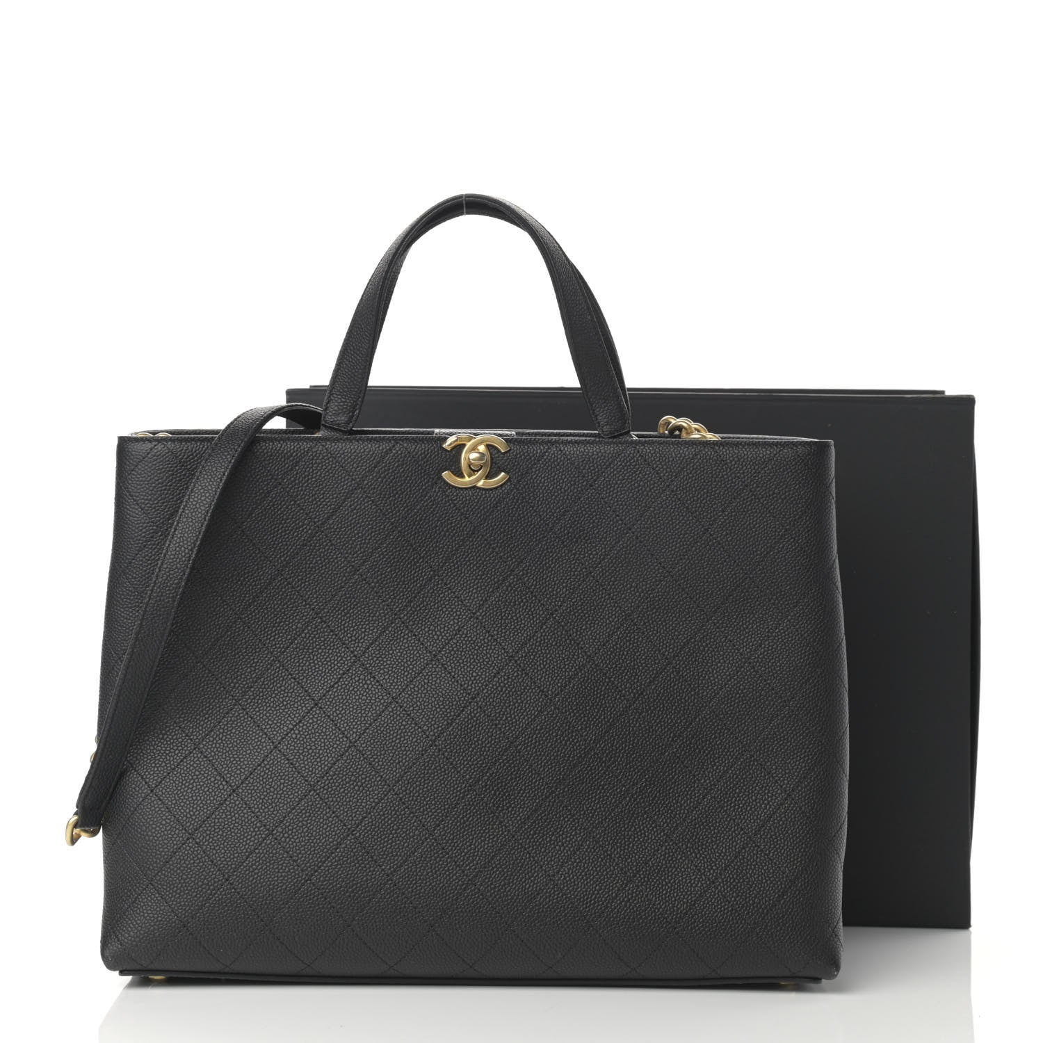 Chanel Caviar Stitched Large Shopping Tote Bag Black 14 of 14