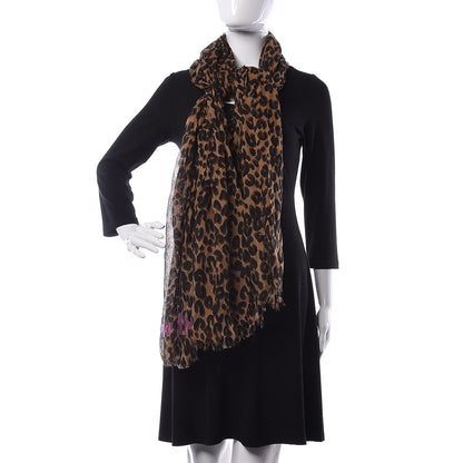 Louis Vuitton Cashmere Silk Leopard Etole Stole Marron 3 of 5