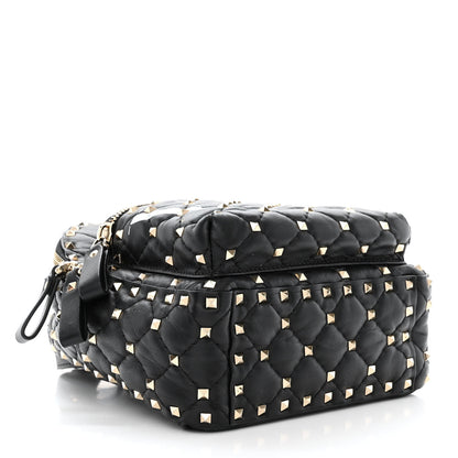 Valentino Garavani Lambskin VLTN Print Quilted Mini Rockstud Spike Backpack Black 4 of 12