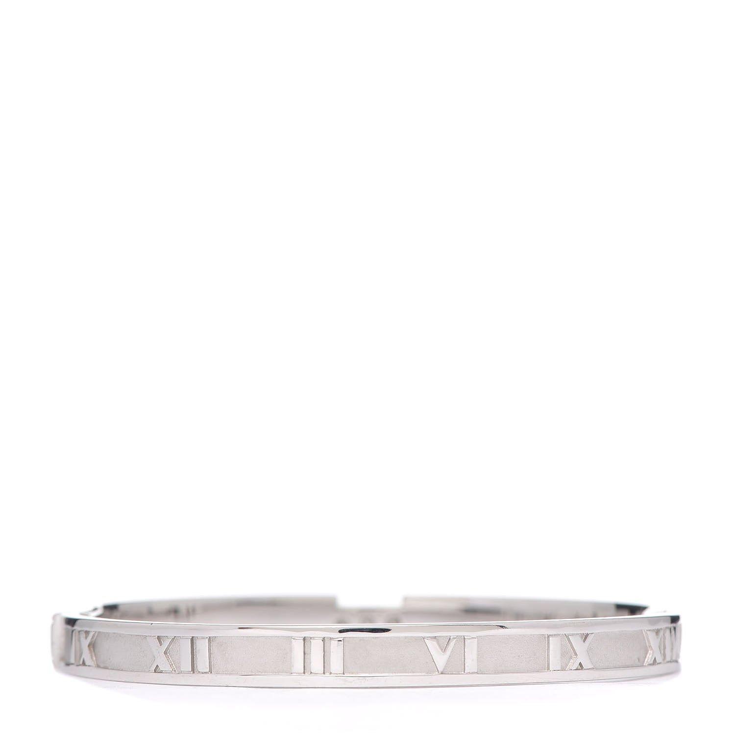 Tiffany 18K White Gold Diamond Atlas Closed Hinged Bangle Bracelet 3 of 6