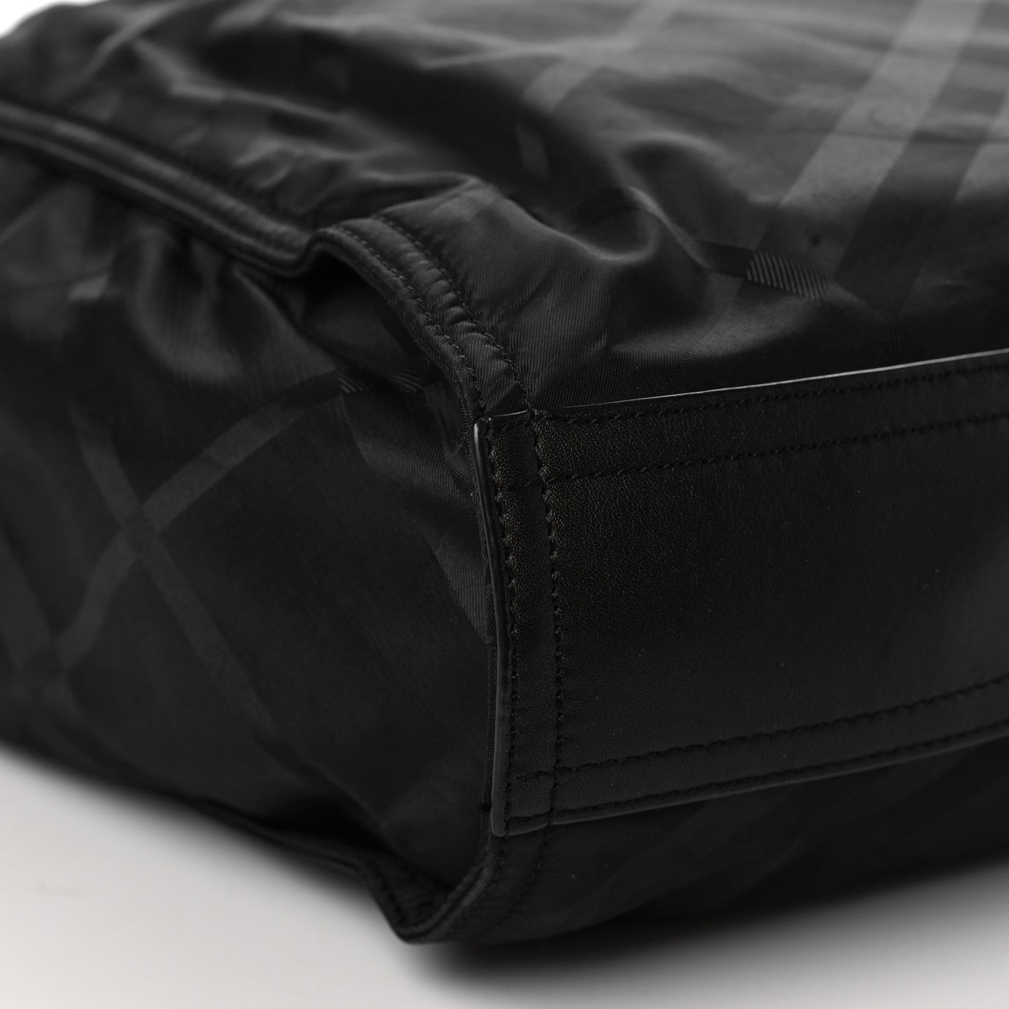 Nylon Tonal Check Buckleigh Packable Tote Black
