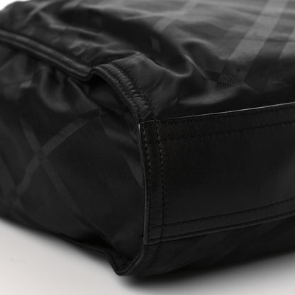 Burberry Nylon Tonal Check Buckleigh Packable Tote Black 8 of 9