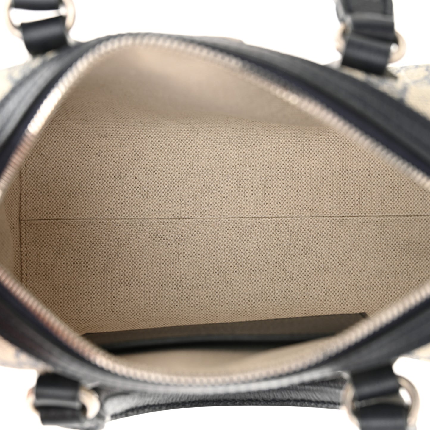 GG Supreme Monogram Textured Dollar Calfskin Web Mini Ophidia Top Handle Bag Beige Blue