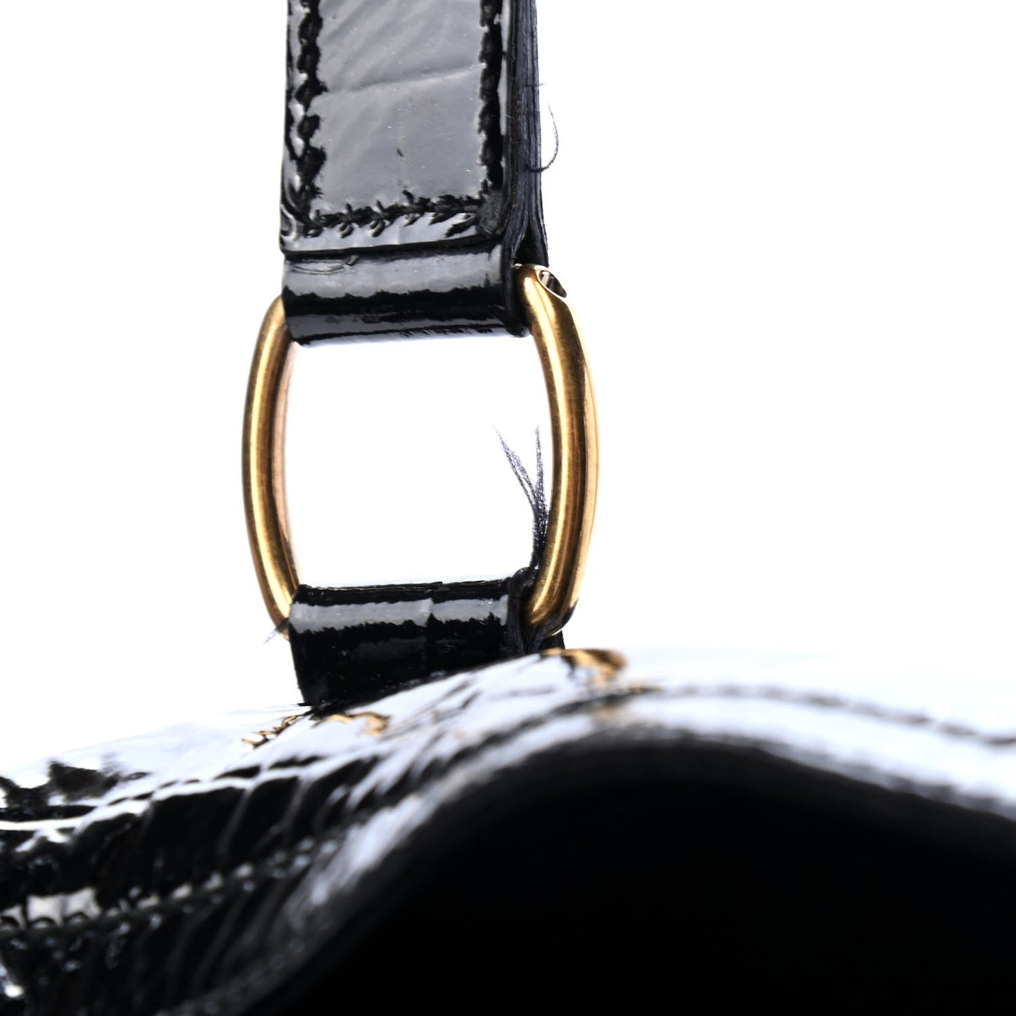 Patent Crocodile Embossed Medium Downtown Tote Black