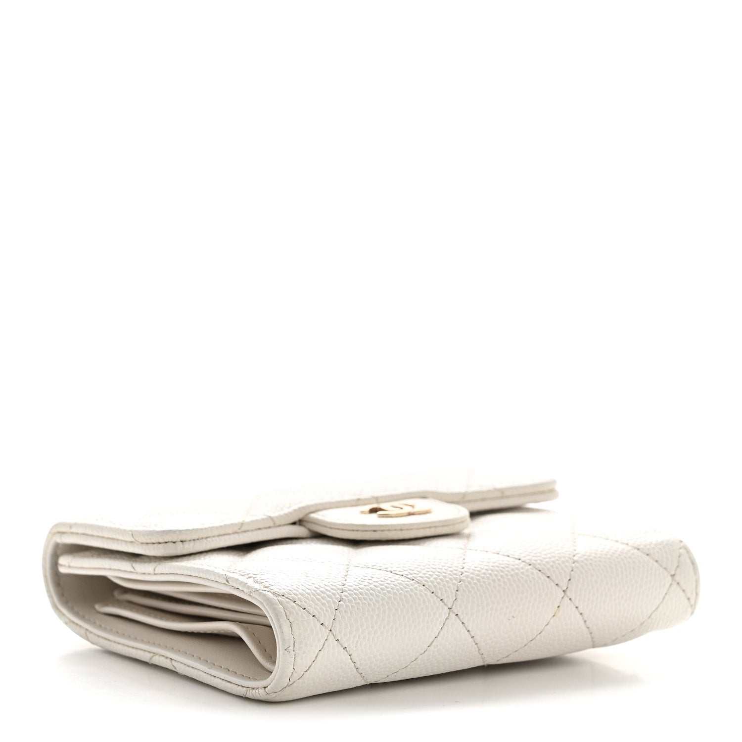 Chanel Caviar Quilted Compact Flap Wallet White 4 of 9