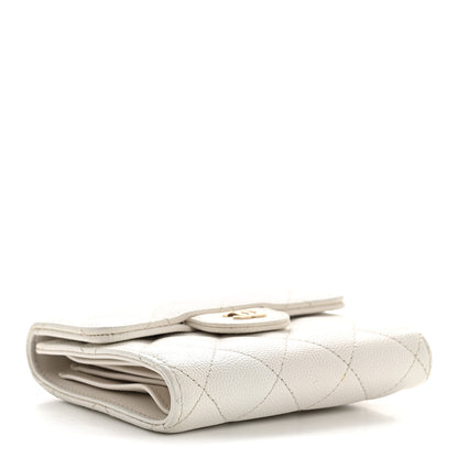 Chanel Caviar Quilted Compact Flap Wallet White 4 of 9