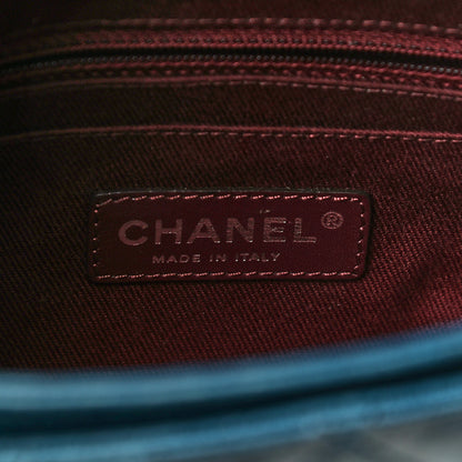 Chanel Aged Calfskin Quilted Zip Clutch Blue 6 of 24