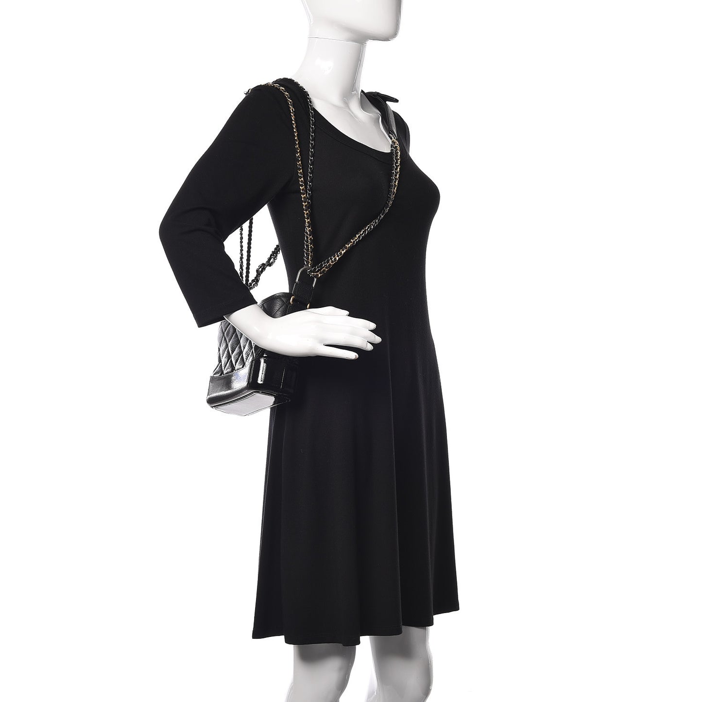 Patent Goatskin Quilted Small Gabrielle Hobo Black