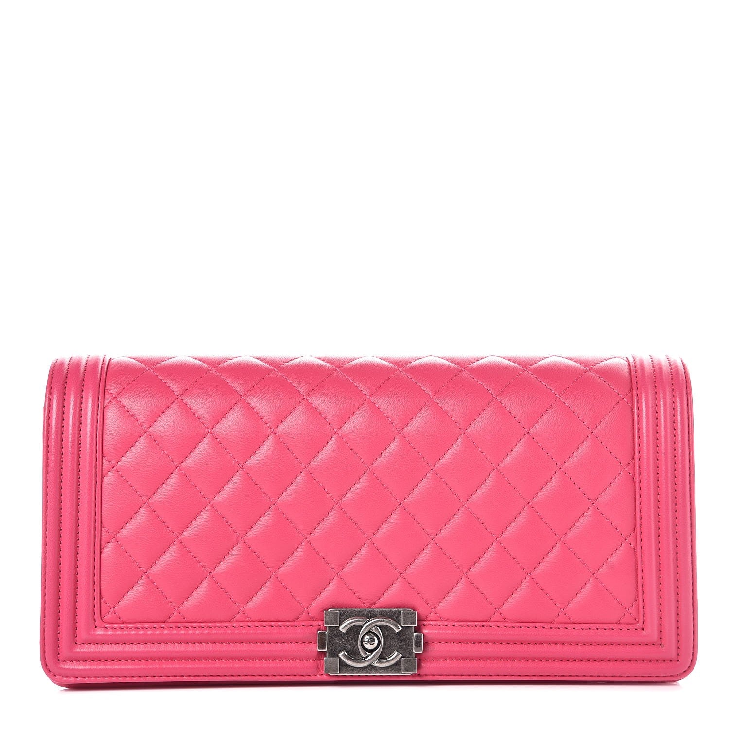 Chanel Lambskin Quilted Boy Flap Clutch Fuchsia 1 of 8