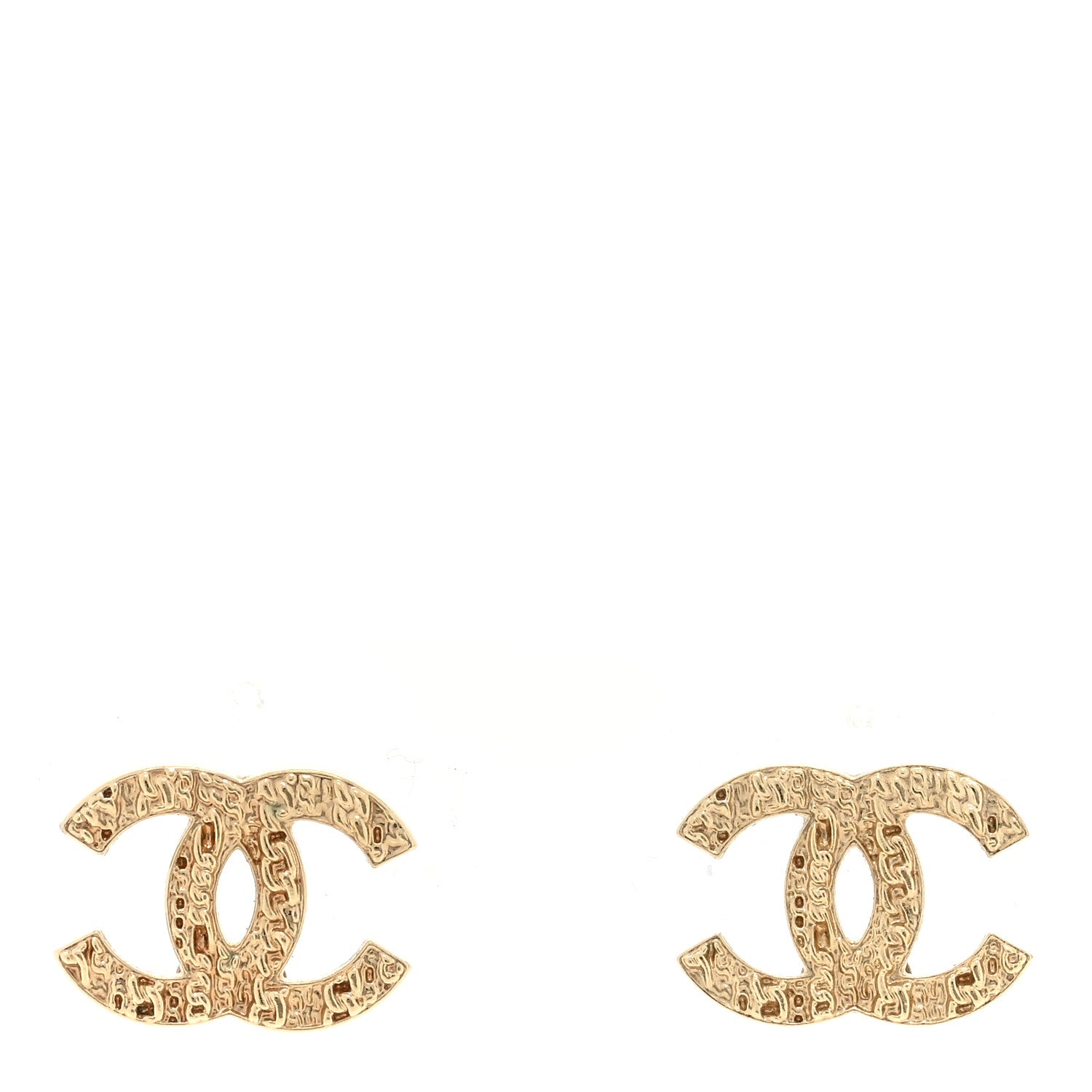 Chanel Metal Textured CC Earrings Gold 1 of 4