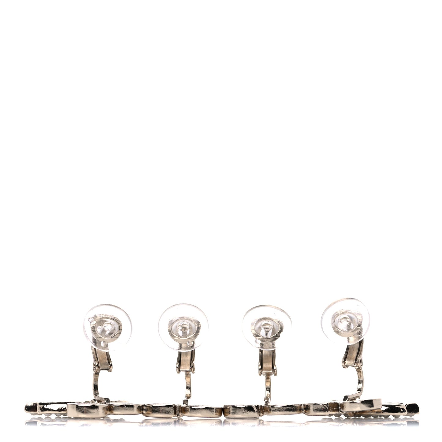 Metal Pearl CC Coco Climber Clip On Earrings Gold