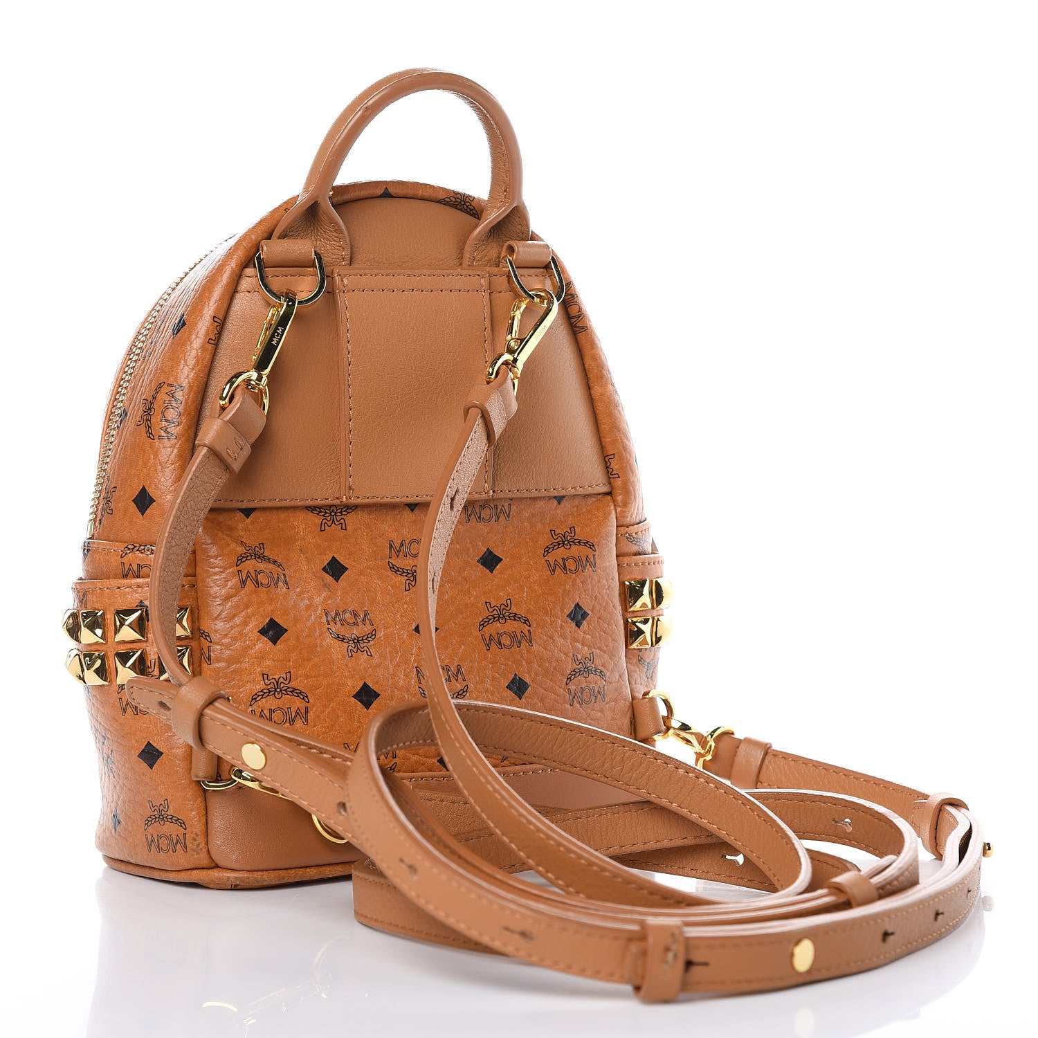 MCM Visetos Side Stud X-Mini Stark Backpack Cognac 3 of 10