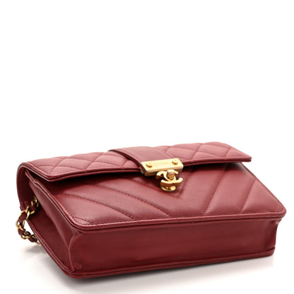 Chanel Calfskin Quilted Chevron In The City Bag Wallet on Chain WOC Red 4 of 11