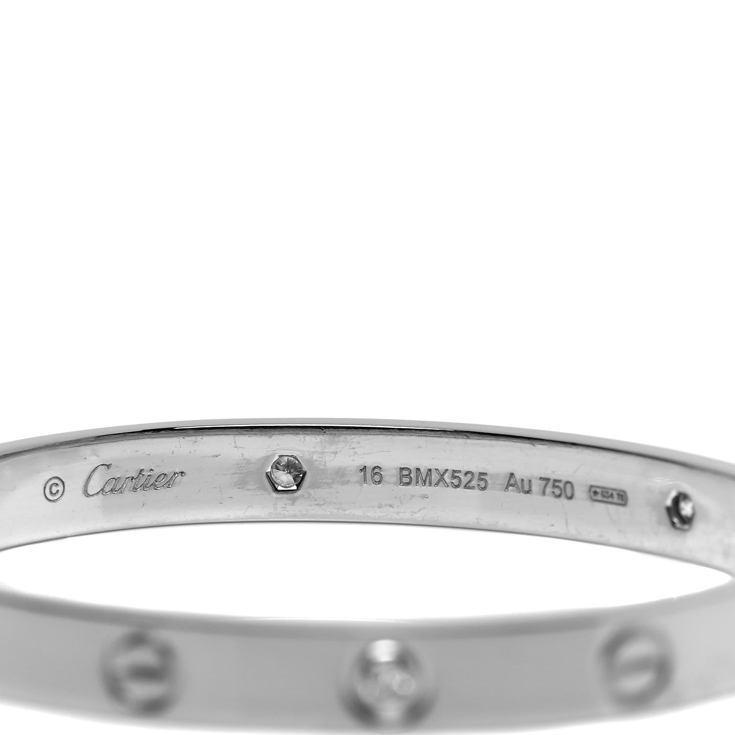 Cartier 18K White Gold 4 Diamond LOVE Bracelet 16 4 of 4