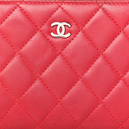 Chanel Lambskin Quilted Large Gusset Zip Around Wallet Red 11 of 19