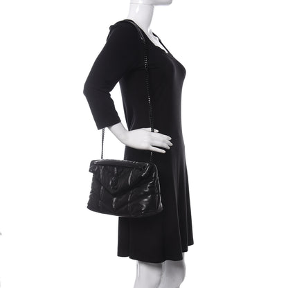Saint Laurent Lambskin Quilted Small Loulou Puffer Monogram Chain Satchel Black 2 of 10