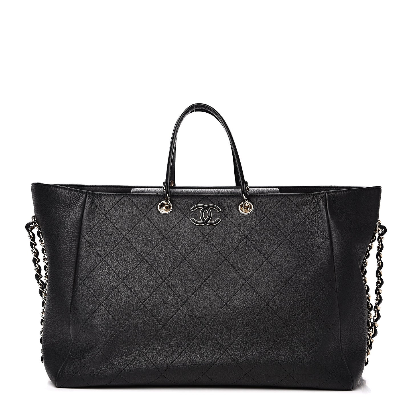 Bullskin Stitched Large Shopping Bag Black
