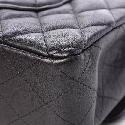 Chanel Crumpled Calfskin Quilted Medium Double Flap So Black 12 of 16