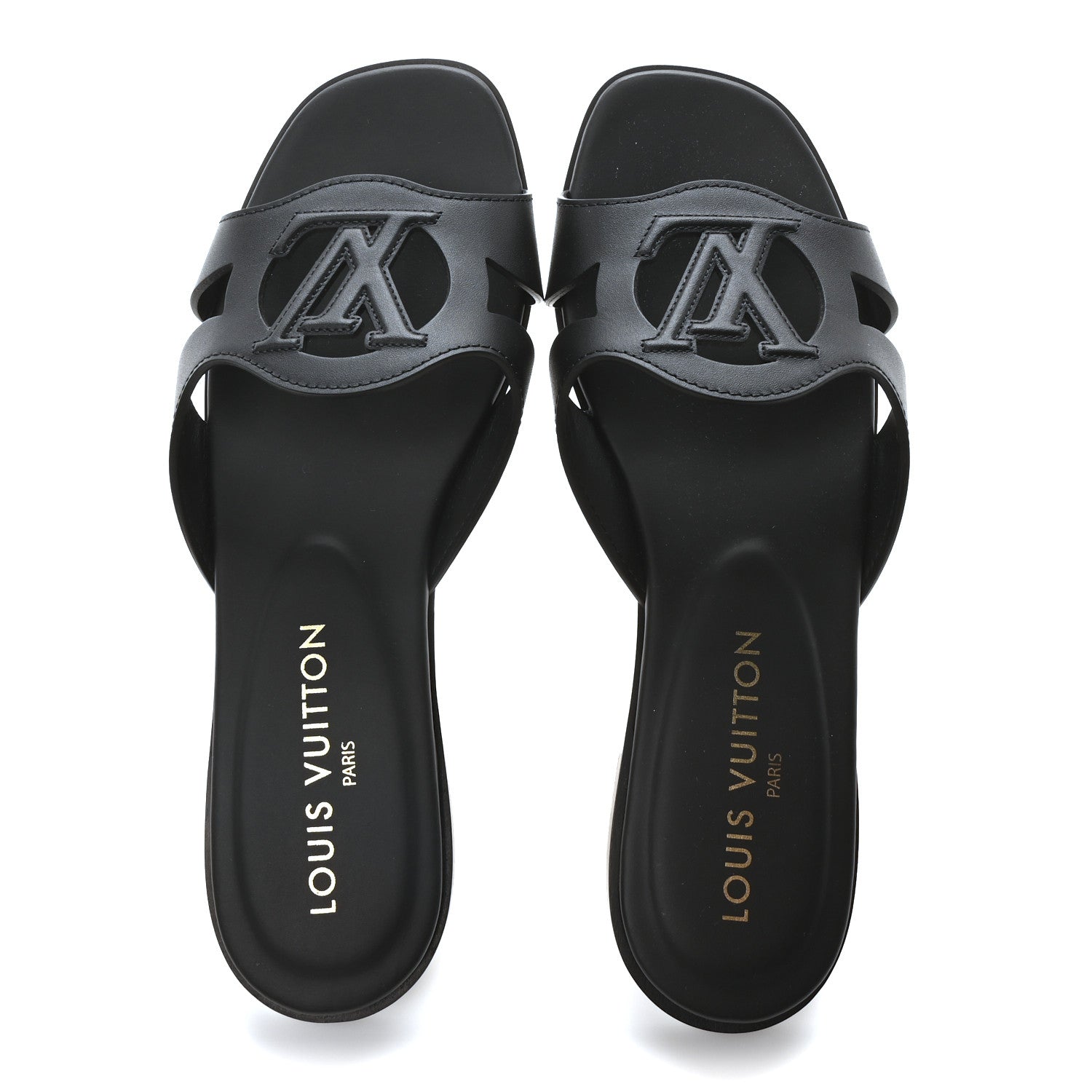 Louis Vuitton Calfskin LV Isola Flat Sandals 38 Black 2 of 8