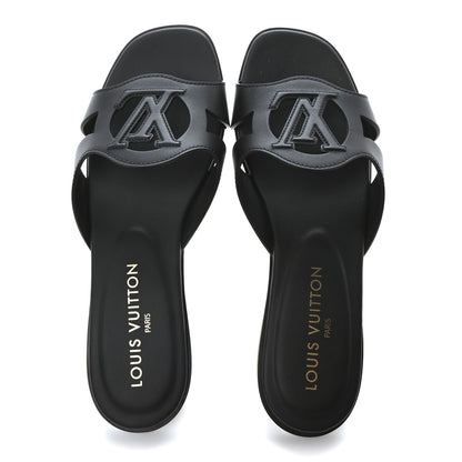 Louis Vuitton Calfskin LV Isola Flat Sandals 38 Black 2 of 8