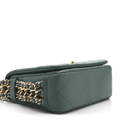 Chanel Lambskin Quilted Mini Chain Rows Flap  Green 9 of 10