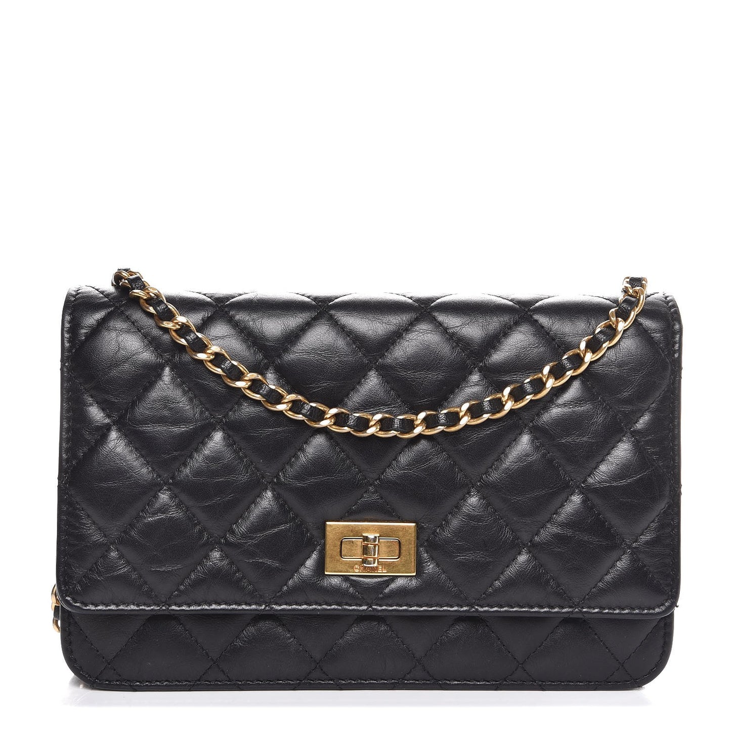 Aged Calfskin Quilted Reissue Wallet On Chain WOC Black