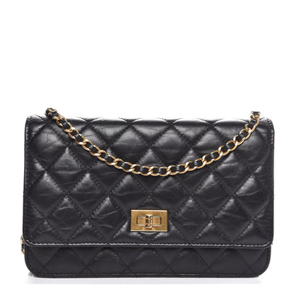 Chanel Aged Calfskin Quilted Reissue Wallet On Chain WOC Black 1 of 8
