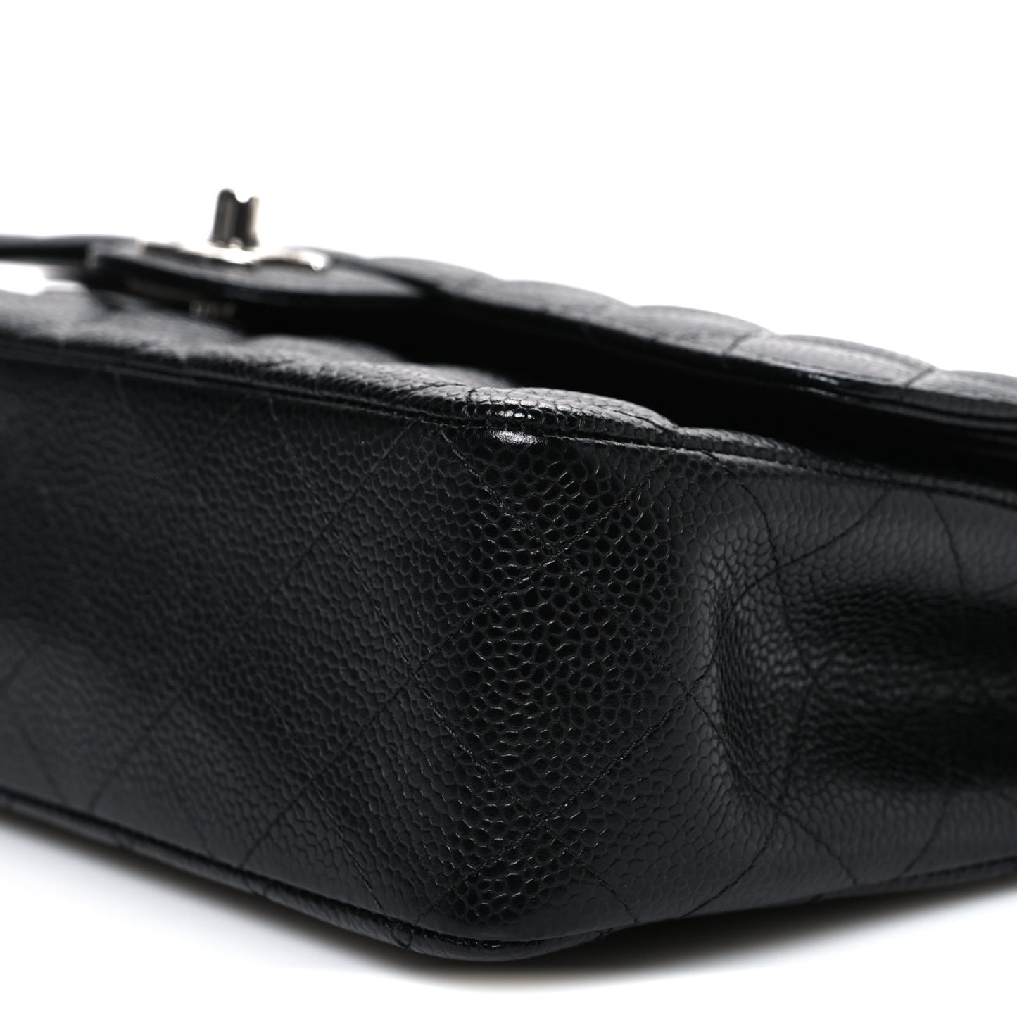 Caviar Quilted Medium Double Flap Black