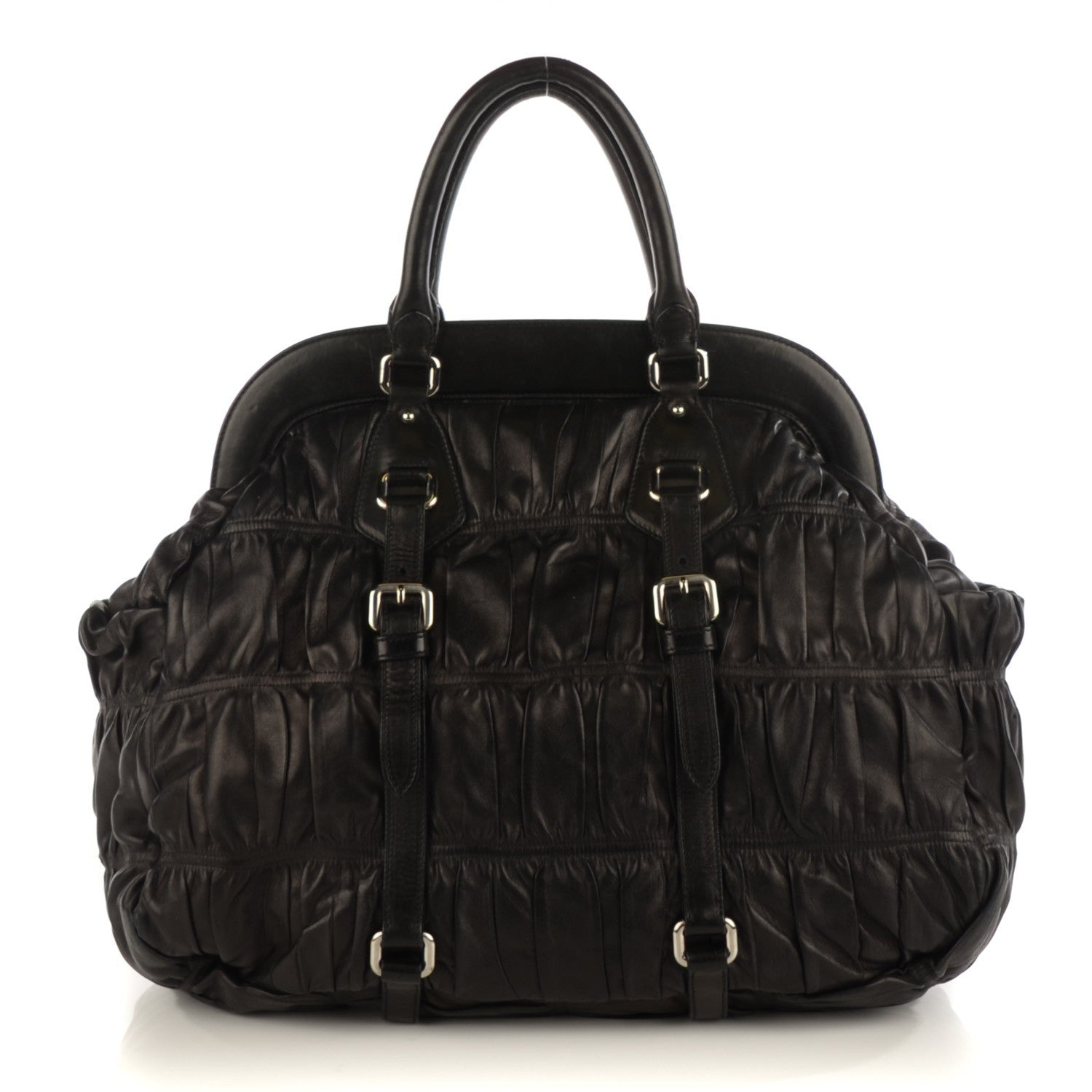 Prada Nappa Gaufre Framed Tote Nero Black 1 of 8