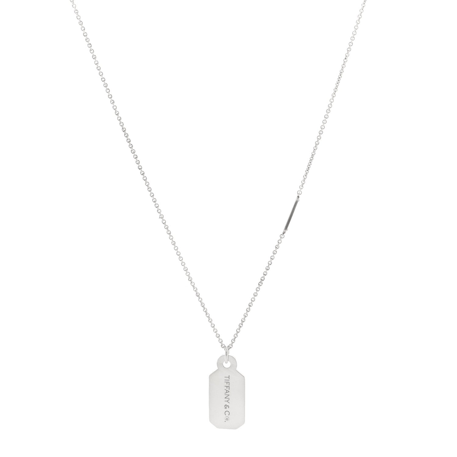 Tiffany Sterling Silver Diamond Price Tag Pendant Necklace 1 of 6